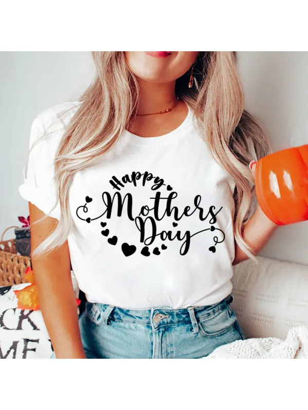 Mother's Day Printed Casual T-Shirt - Ootdmw.com 