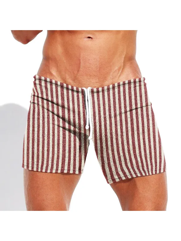Men's Striped Sexy Tight Shorts - Ootdmw.com 