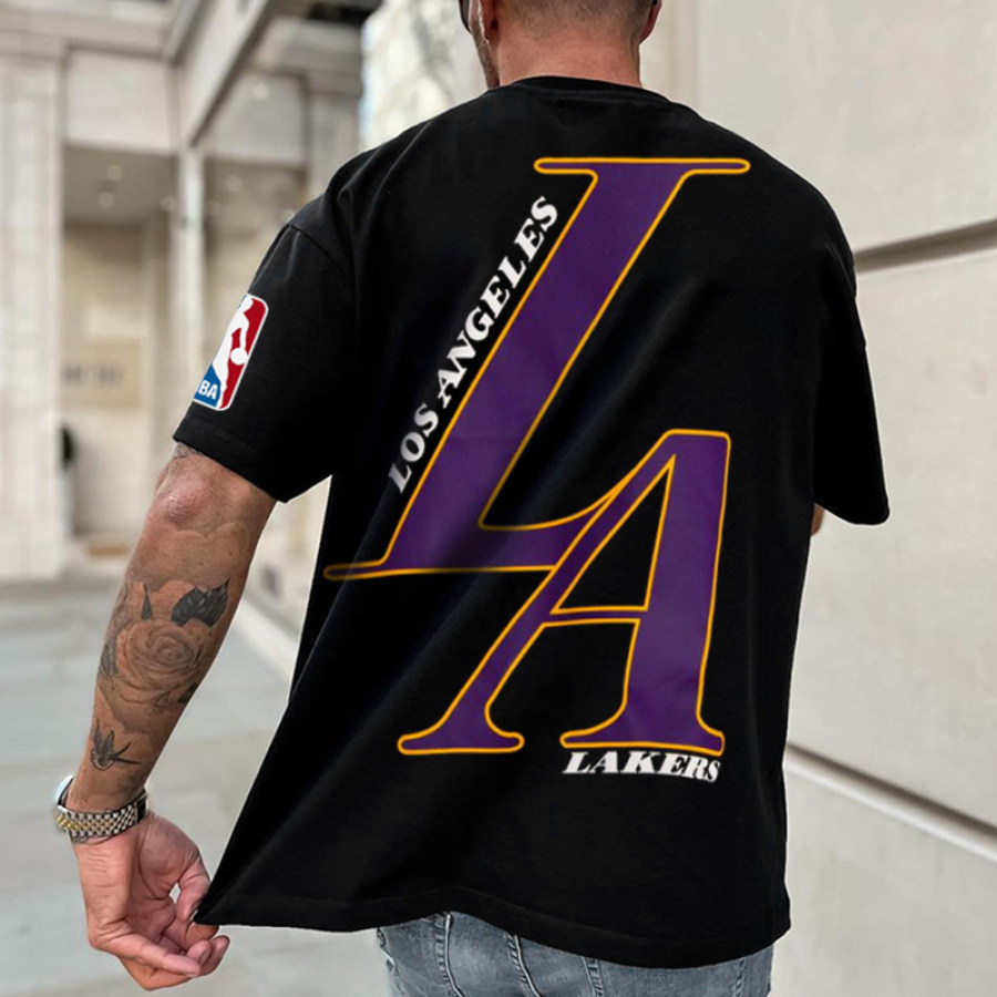 

Oversized Los Angeles Lakers Print Casual Sports T-shirt