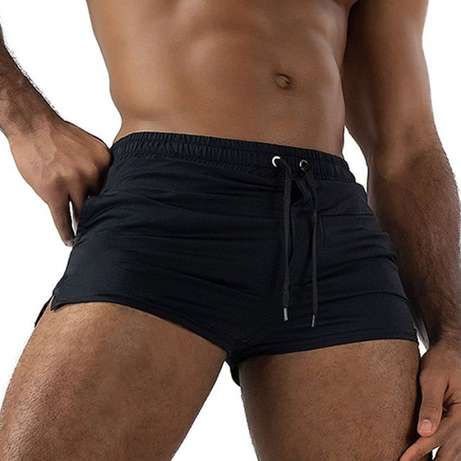 

Sexy Schwarze Kurze Badehose Für Herren In Schmaler Passform