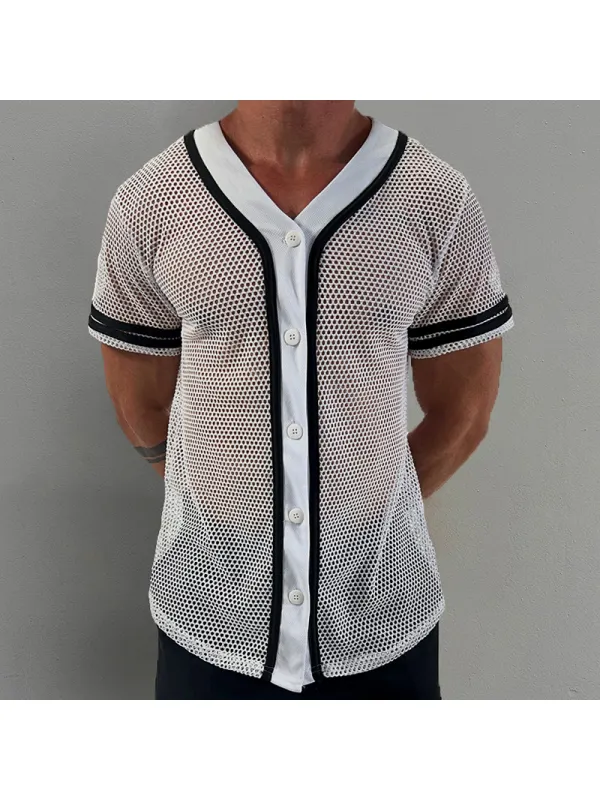 Men's Buttoned Sheer Mesh Shirt - Valiantlive.com 
