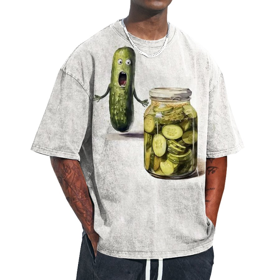 

Мужская футболка Fun The Last Pickle с художественным принтом и графическим принтом повседневная футболка большого размера с круглым вырезом