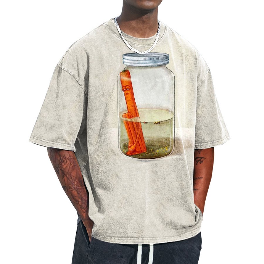

T-shirt Surdimensionné à Col Rond Pour Hommes Imprimé Amusant The Last Carrot Imprimé Graphique Décontracté