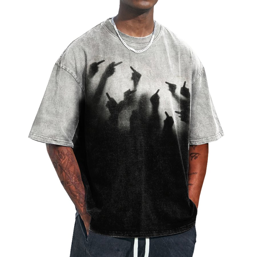 

Мужская забавная футболка с изображением многих людей дающих отпечаток среднего пальца с графическим принтом повседневная футболка большого размера с круглым вырезом