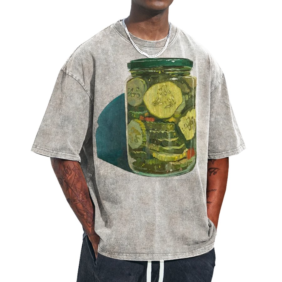 

Мужская футболка Fun The Last Pickle с художественным принтом и графическим принтом повседневная футболка большого размера с круглым вырезом
