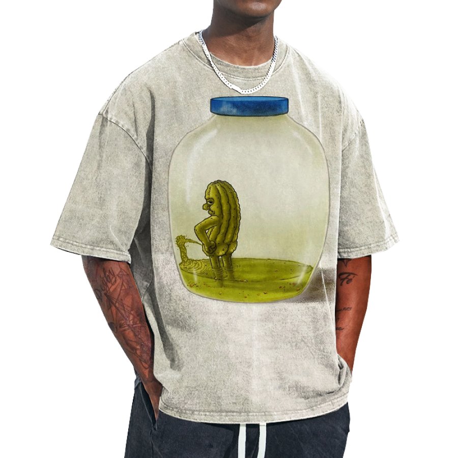 

T-shirt Surdimensionné à Col Rond Pour Hommes Imprimé Amusant The Last Pickle Art Imprimé Graphique Décontracté