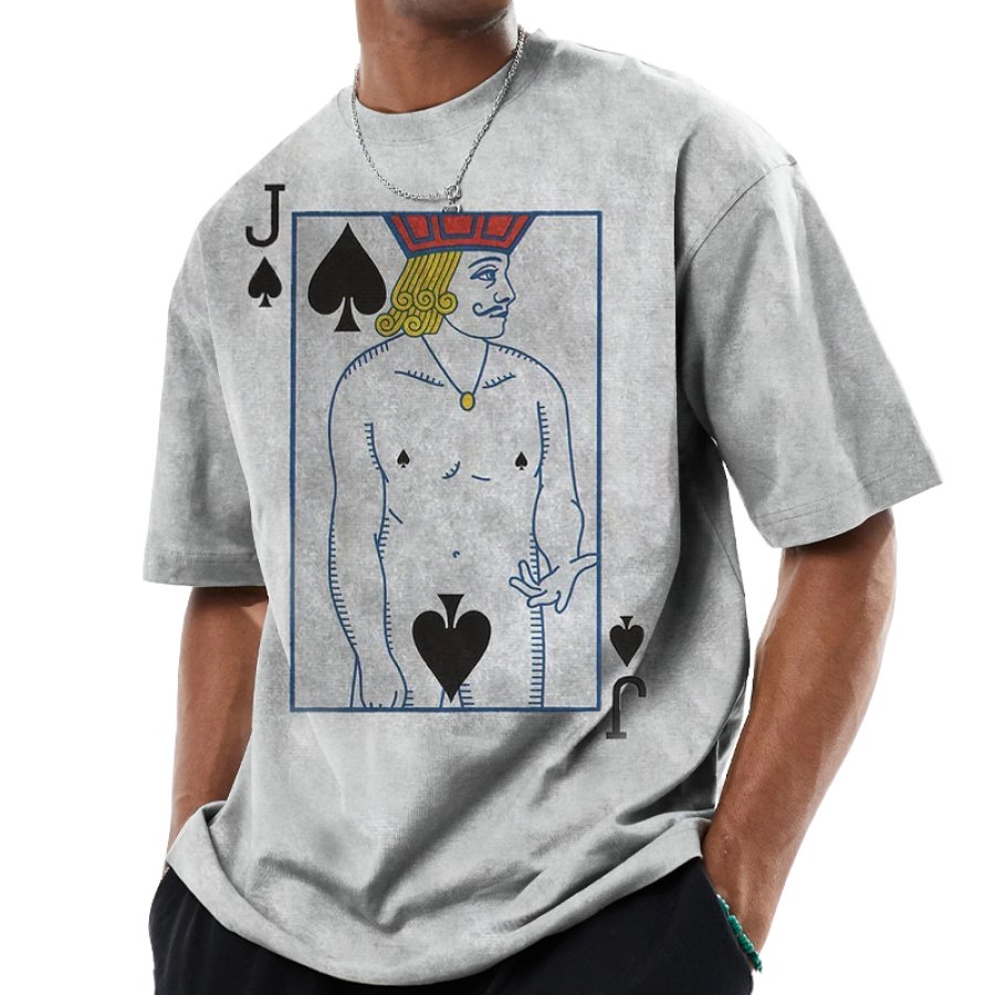 

T-shirt Surdimensionné à Col Ras Du Cou Pour Homme Imprimé Amusant Carte Artistique Jack Of Spades