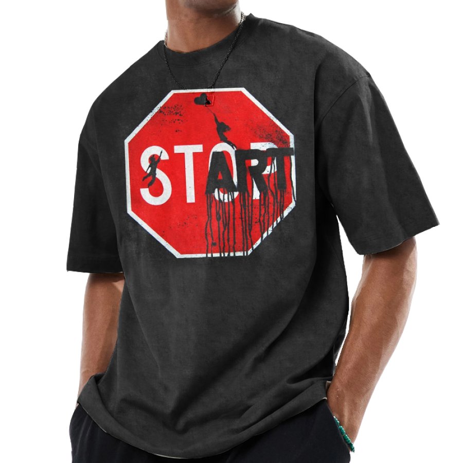 

Don't Stop Start Now Graffiti Street Men's Art Print Graphic Print Casual Crew Neck Oversized T-Shirt