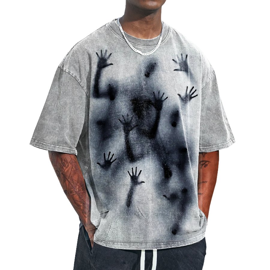 

Lässiges übergroßes T-Shirt Mit „Viele Menschen Liegen Auf Glas“-Aufdruck Grafikdruck Lässigem Rundhalsausschnitt Für Herren