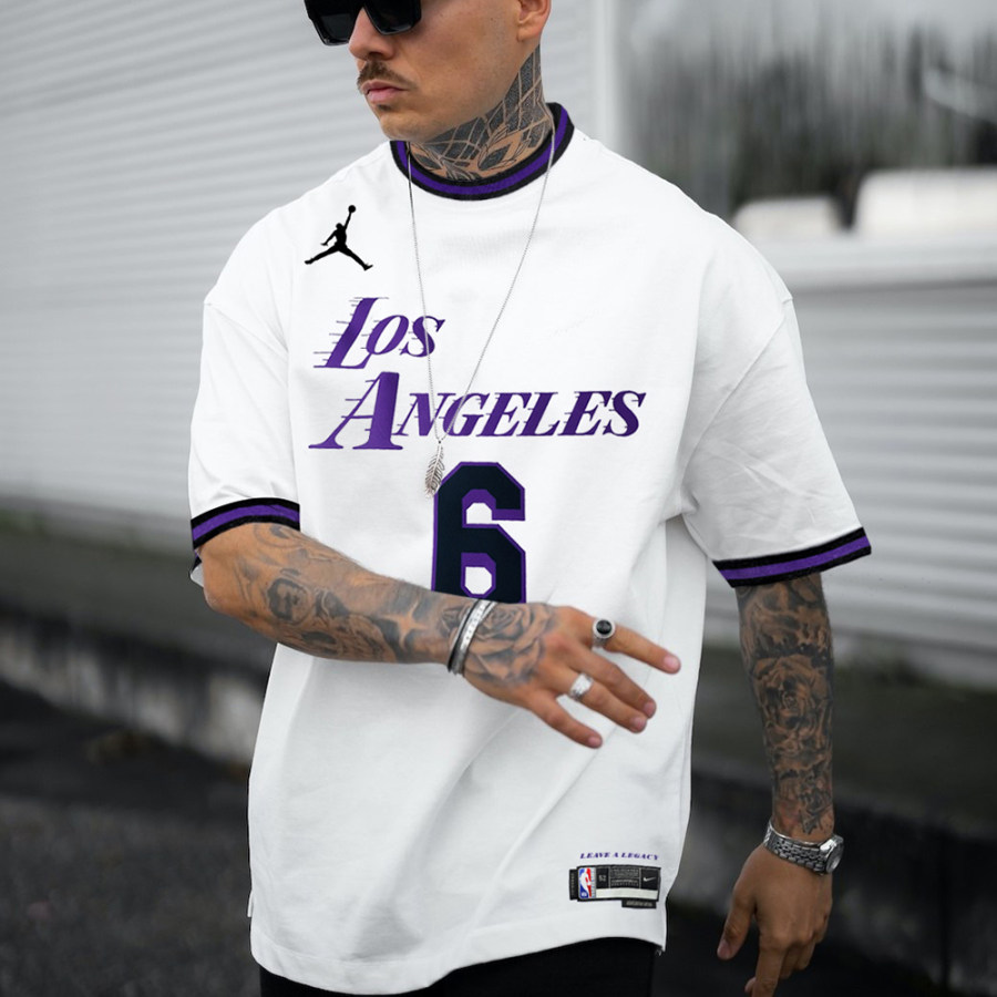 

T-shirt Unisexe Décontracté Imprimé Basket-ball James Los Angeles Lakers T-shirt