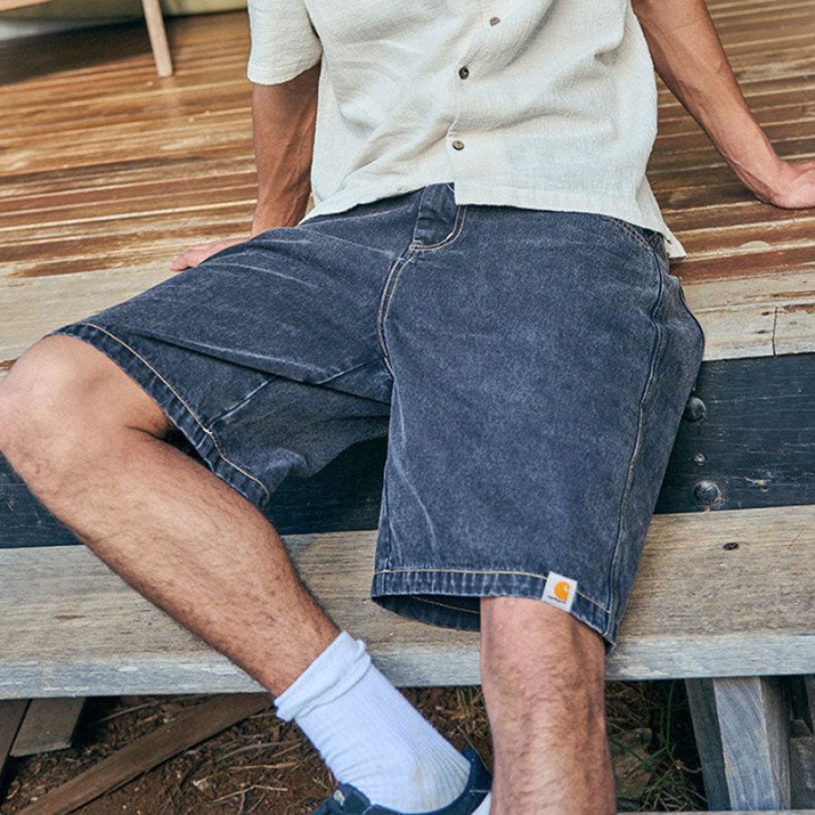 

Pantalones Cortos De Mezclilla Con Estampado De Surf Casual Retro Para Hombre