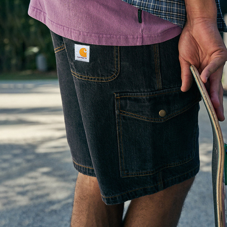 

Short En Jean Rétro Décontracté Pour Hommes Imprimé Surf Skate Vêtements De Travail