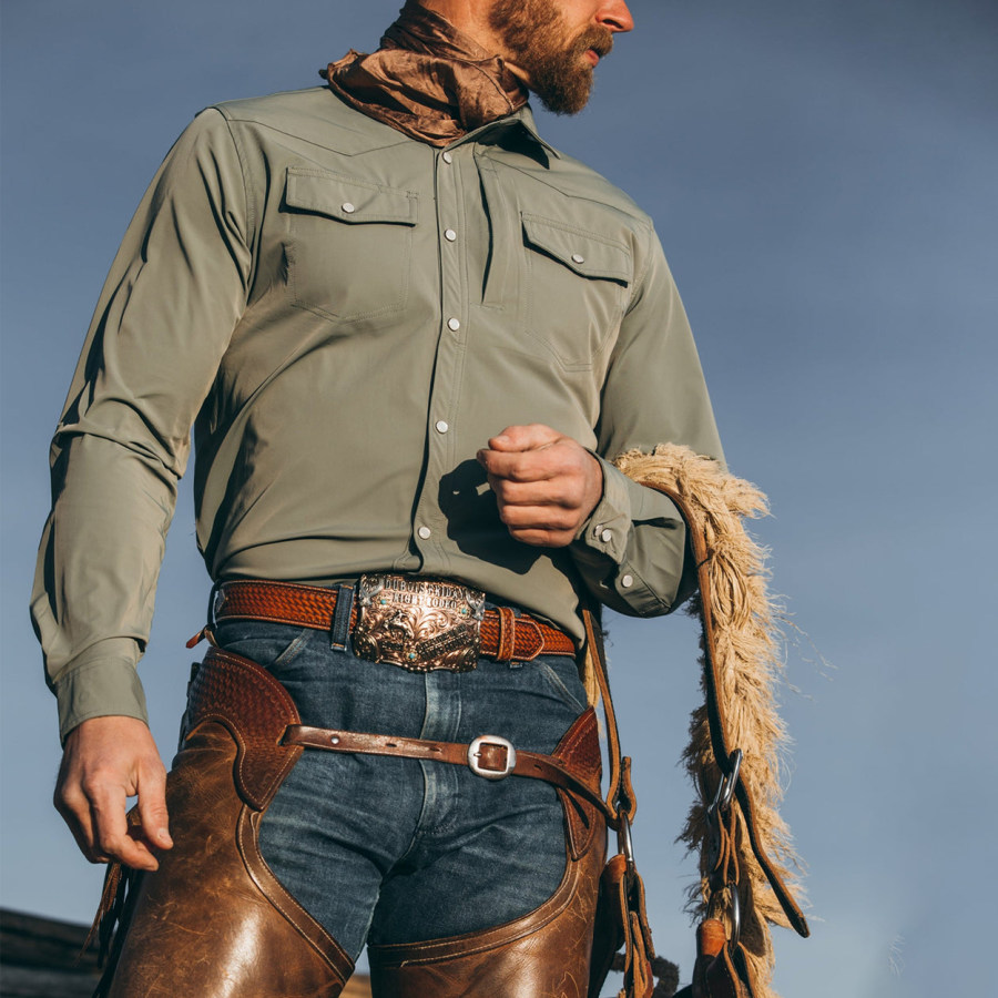 

Camisa Lisa Con Botones De Boda Western Ranch Para Hombre