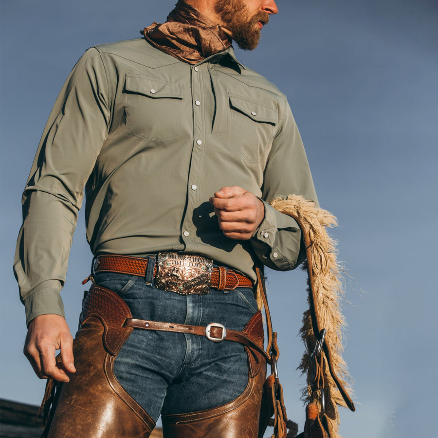 

Herren-Western-Ranch-Hochzeits-Button-Down-Hemd In Schlichtem Design