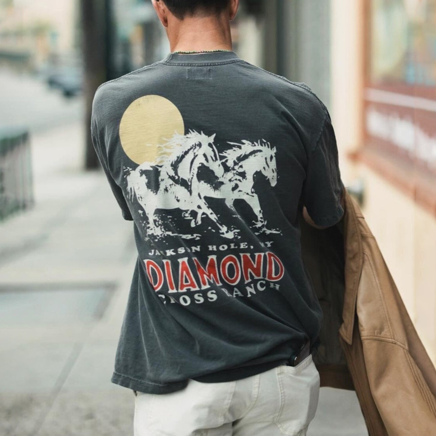 

Herren Vintage Wild West Ranch Bronco Urlaub T-Shirt