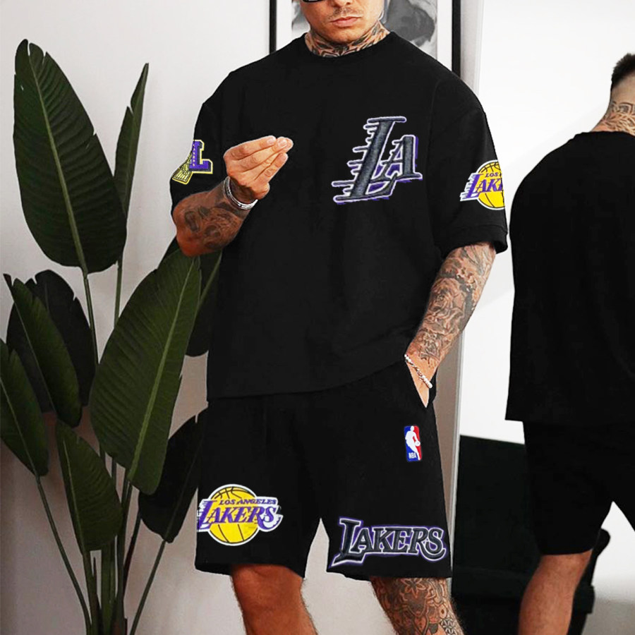 

Мужской повседневный спортивный костюм с баскетбольными шортами и принтом «Лос-Анджелес»