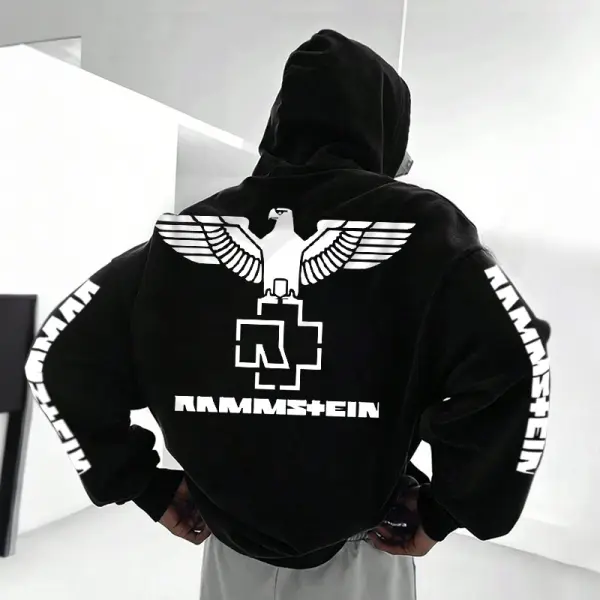 Men's Rammstein Rock Band Loose Oversized Casual Hoodie - Cotosen.com