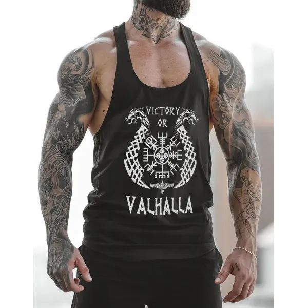 Viking Victory Or Valhalla Distressed Tank Top For Herren - Ootdyouth.com 