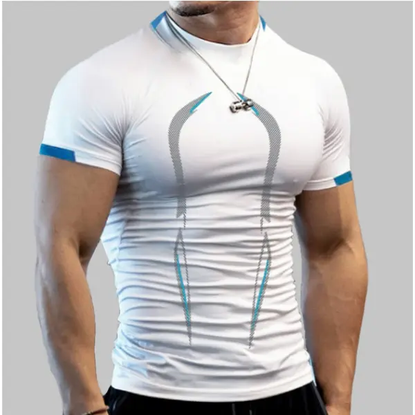 Men's Fashion Fitness Sports Breathable Quick Dry Short Sleeve T-Shirt - Ootdyouth.com 