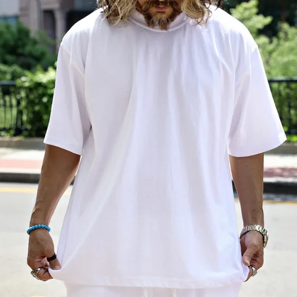 Men's Basic White Classic Casual Cotton T-Shirt - Ootdyouth.com 