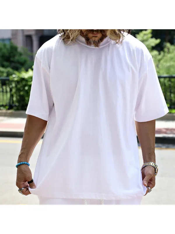 Men's Basic White Classic Casual Cotton T-Shirt - Valiantlive.com 