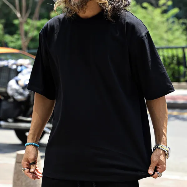 Men's Basic Black Classic Casual Cotton T-Shirt - Ootdyouth.com 