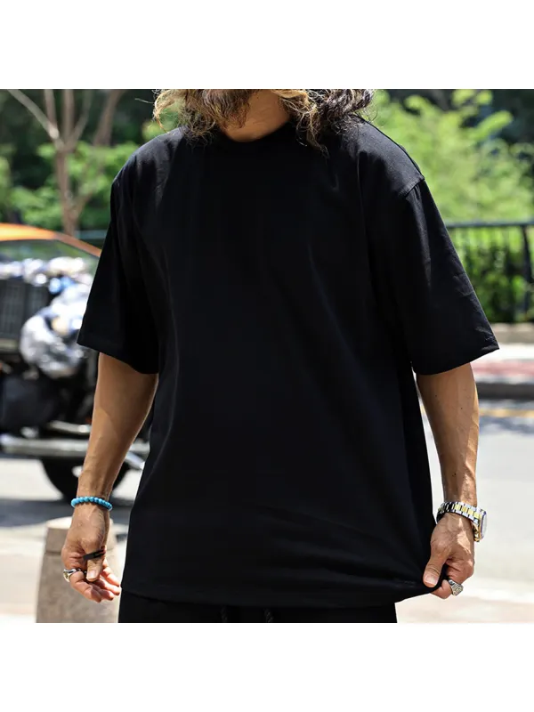 Men's Basic Black Classic Casual Cotton T-Shirt - Ootdmw.com 
