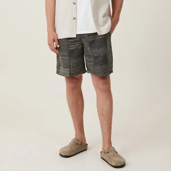 Men's Loose Fit Geometric Pattern Shorts - Ootdyouth.com 
