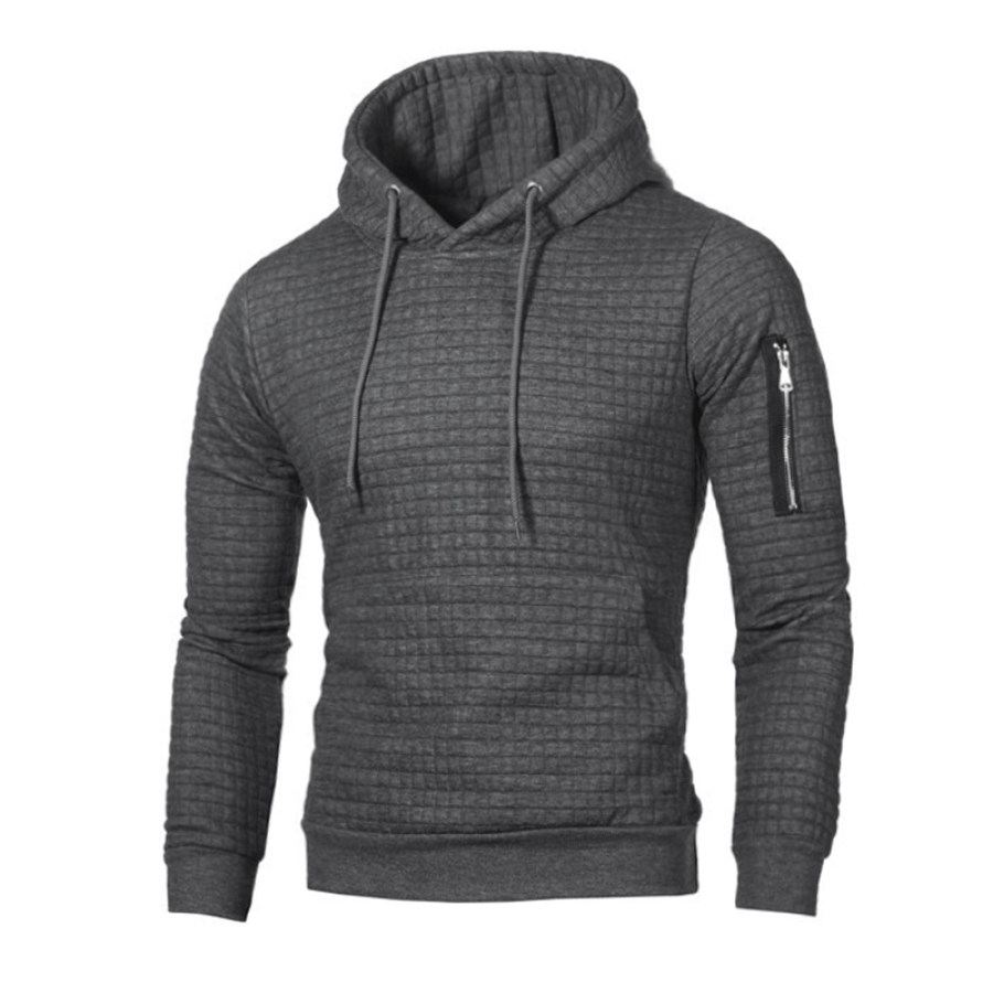 

Men's pure color long sleeve hooded sweatshirt