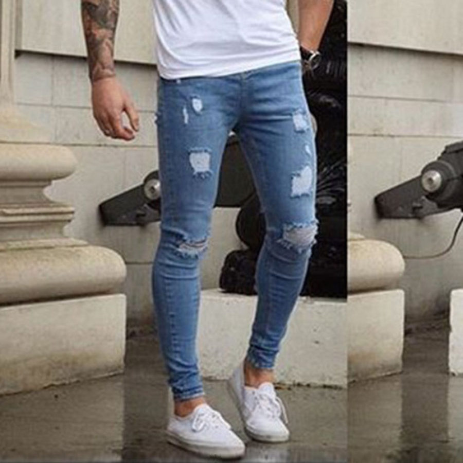 

Men's Scratched White Slim Fit Slim Jeans
