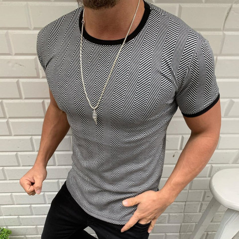 Men's style round-neck printed short-sleeved T-shirts