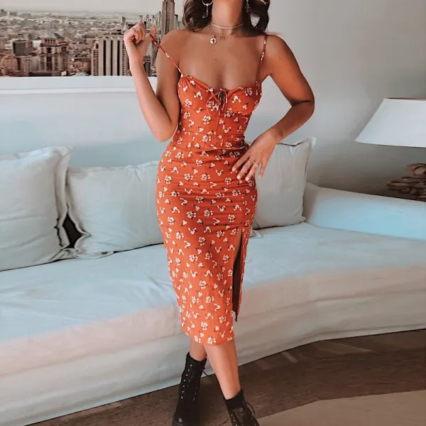 Sexy Sling Print Slim Fit Dress - Leanarea.chimpone.com 