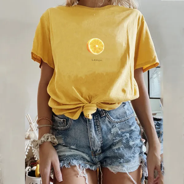Short Sleeve Loose Wild Fruit T-shirt - Leanarea.chimpone.com 