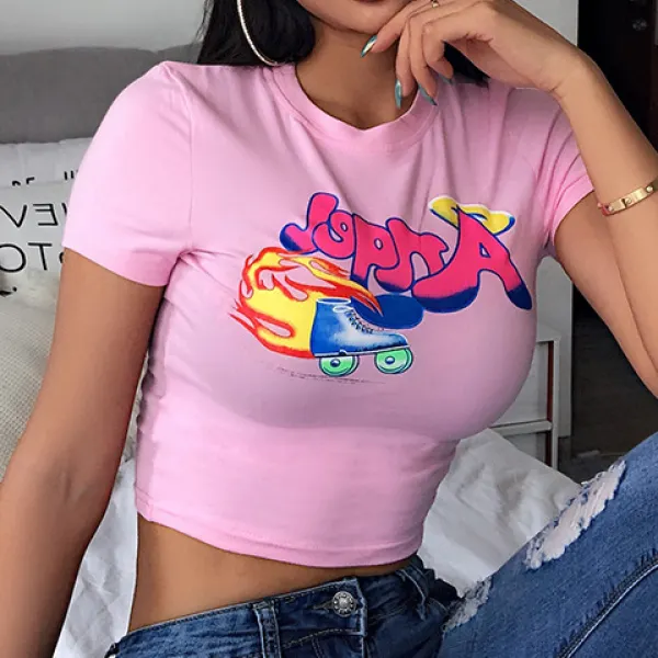 Slim-print short T-shirt - Leanarea.chimpone.com 
