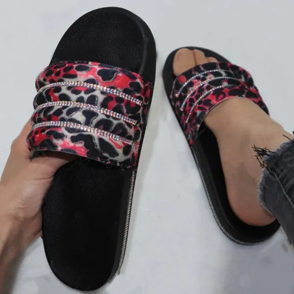 Fashion new leopard-print rhinestone slippers - Leanarea.chimpone.com 