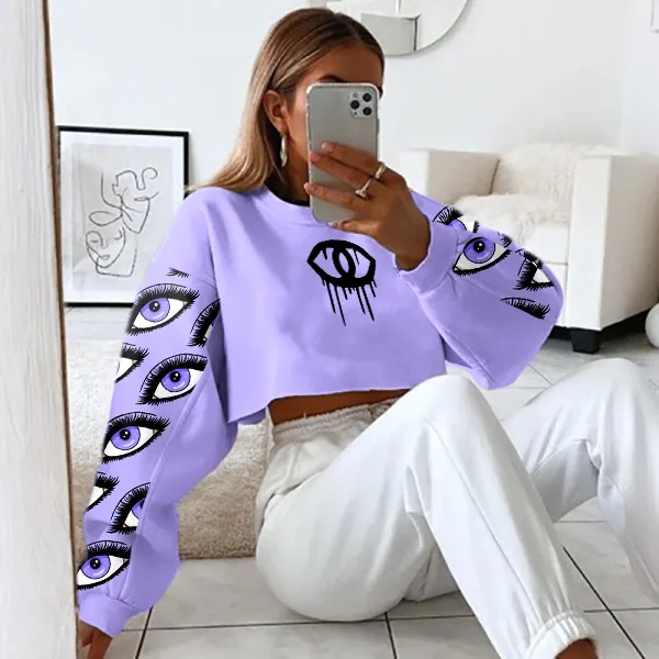 Vintage printed long-sleeve Sweatshirt - Leanarea.chimpone.com 