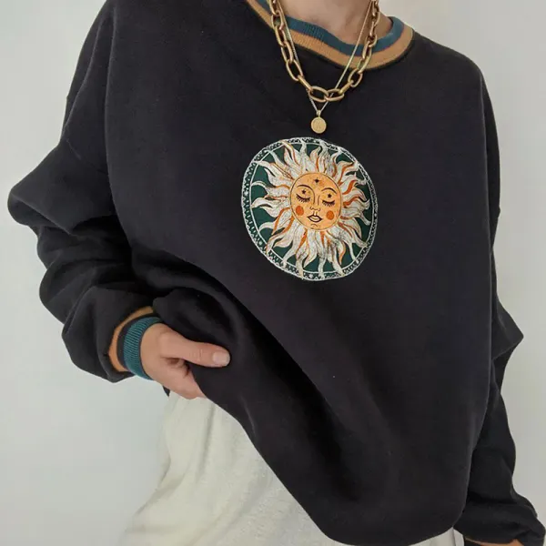 Ladies Casual Loose Long Sleeve Sweatshirt - Leanarea.chimpone.com 
