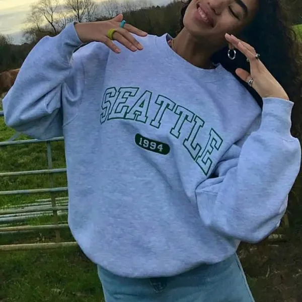 Modern Casual Printed Color Long Sleeve Sweatshirt - Leanarea.chimpone.com 