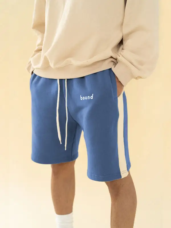 Blue Striped Jogging Pants Fashion Casual Sports Shorts - Oasisjoy.com 