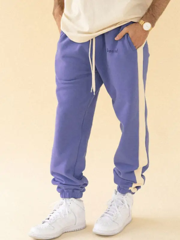 Purple Striped Jogging Pants Fashion Casual Sweatpants - Oasisjoy.com 