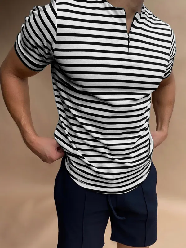 Solid Color Polo Shirt Without Zipper - Oasisjoy.com 