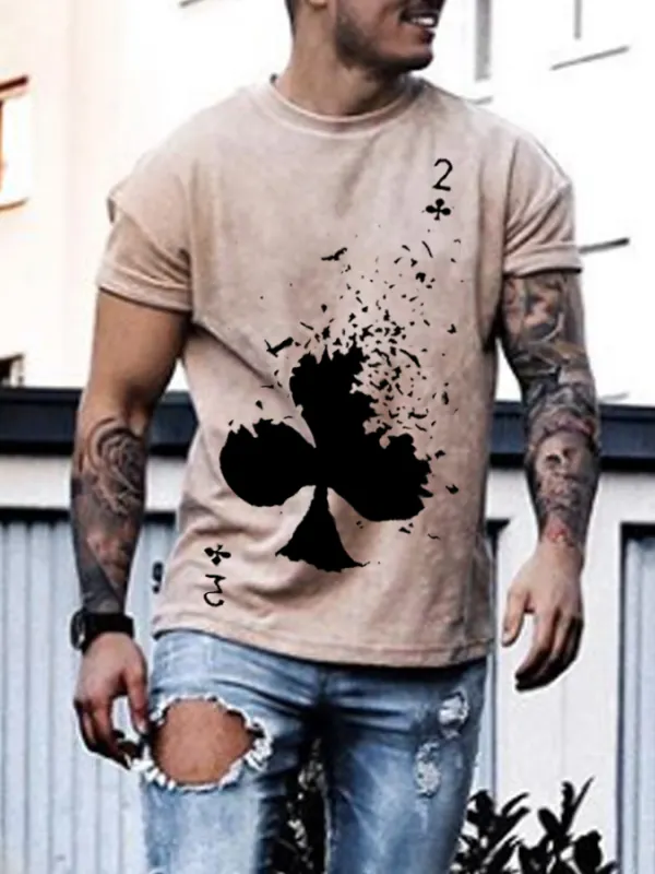 Fashion Hugh Poker Print T-shirt - Oasisjoy.com 