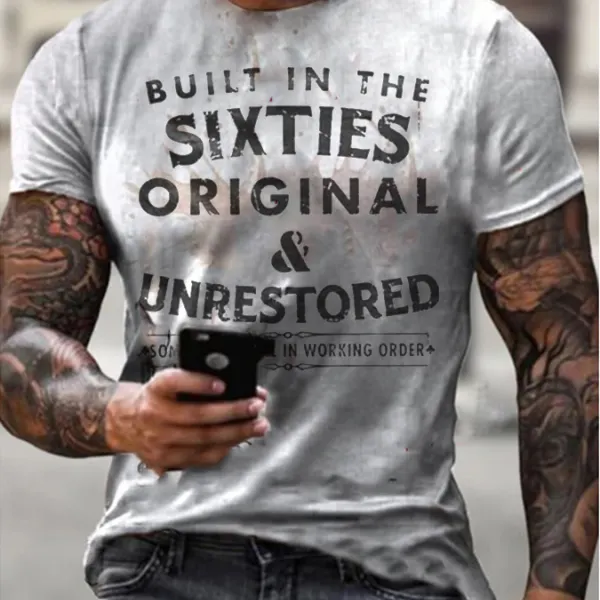 Mens Built In The Sixties Unrestored Motorcy Printed T-shirt - Kalesafe.com 