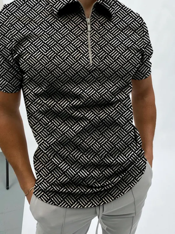 Herringbone Jacquard Polo Shirt - Oasisjoy.com 