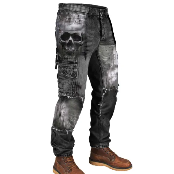 Mens Skull Print Outdoor Wear-resistant Army Pants - Senttea.chimpone.com 