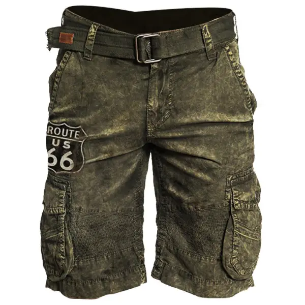 Mens Route 66 Printed Casual Tactical Shorts - Fineesa.chimpone.com 