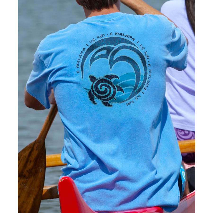 

Turtle Print Classic Round Neck Short Sleeve T-shirt
