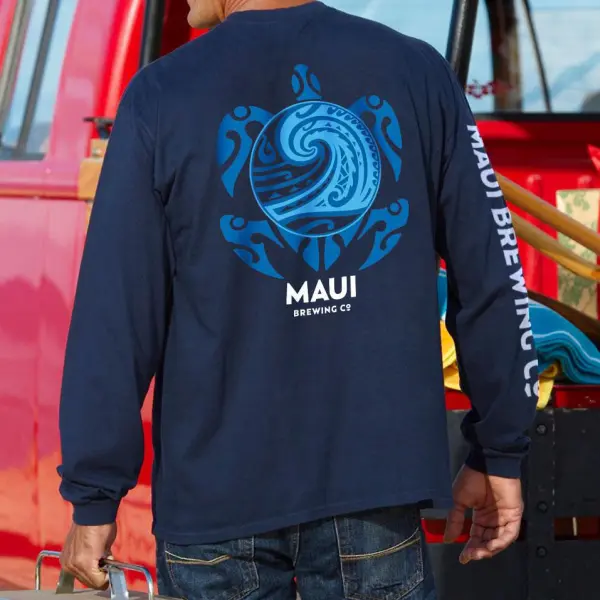 Maui Beer Company's New Big Swell Navy Classic Crew Neck T-shirt - Salolist.com 