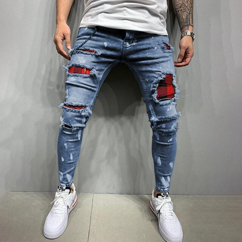 Men's Ripped Printed Chic Jeans
