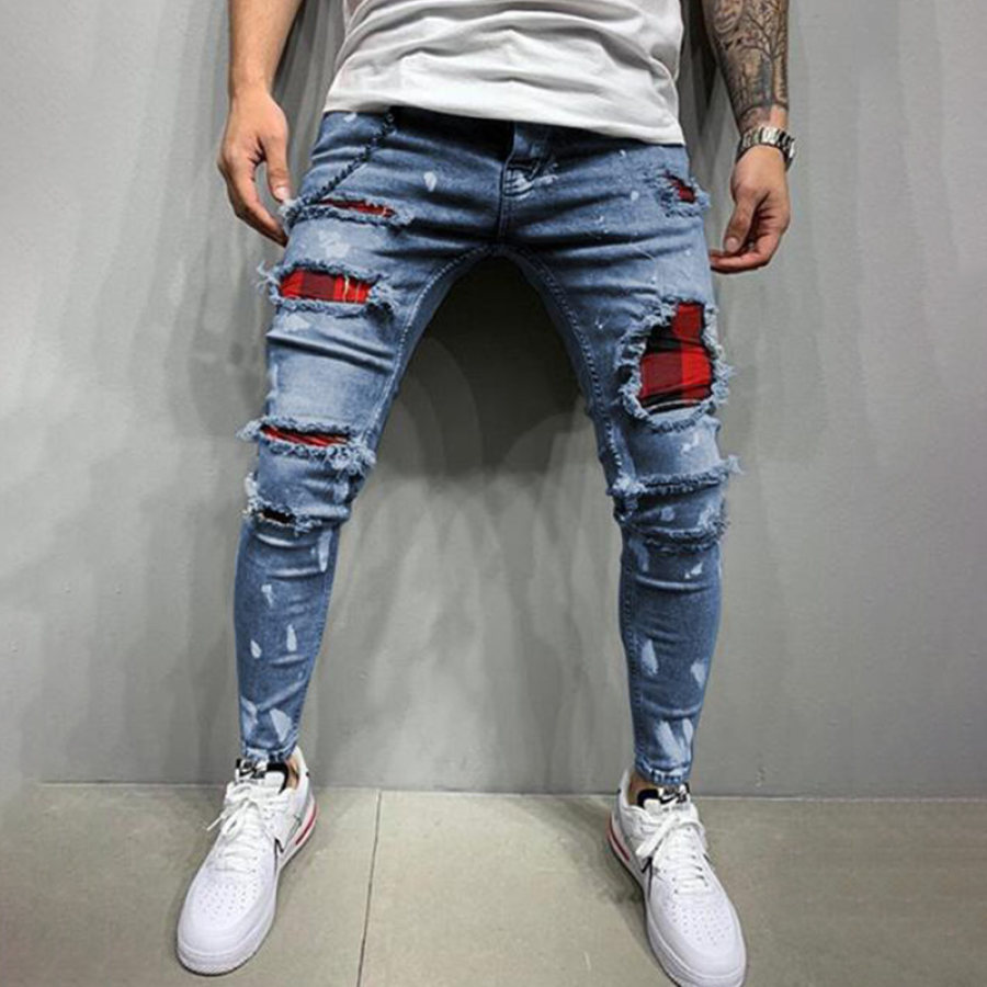 

Men's Ripped Printed Jeans